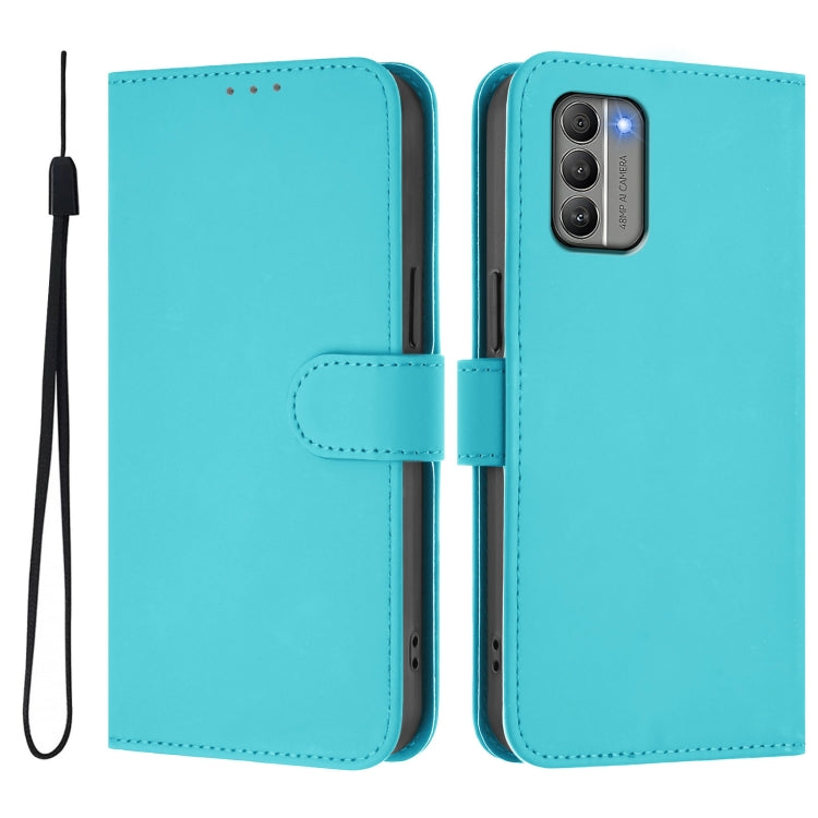 For Nokia G400 Skin Feel Solid Color Leather Phone Case with Lanyard
