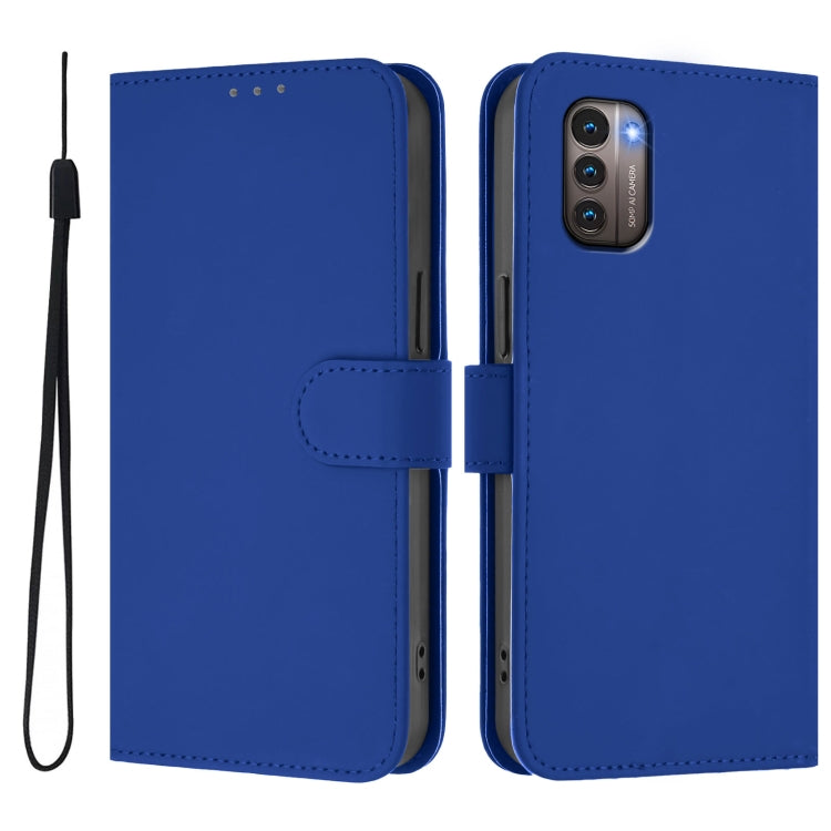 For Nokia G11 4G / G21 4G Skin Feel Solid Color Leather Phone Case with Lanyard