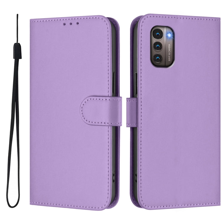 For Nokia G11 4G / G21 4G Skin Feel Solid Color Leather Phone Case with Lanyard