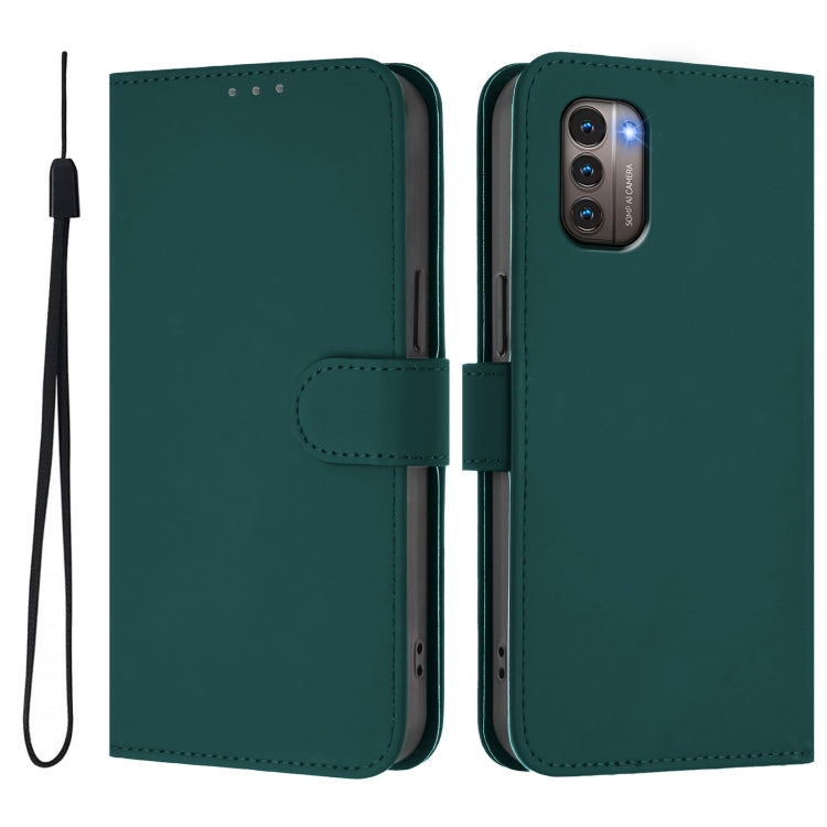 For Nokia G11 4G / G21 4G Skin Feel Solid Color Leather Phone Case with Lanyard