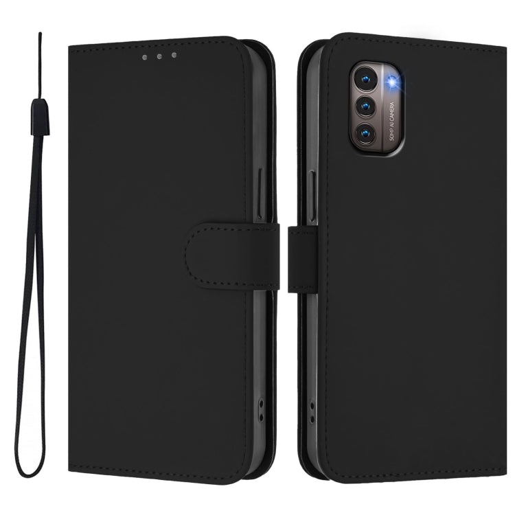 For Nokia G11 4G / G21 4G Skin Feel Solid Color Leather Phone Case with Lanyard