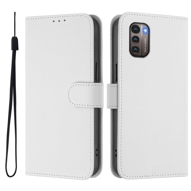 For Nokia G11 4G / G21 4G Skin Feel Solid Color Leather Phone Case with Lanyard