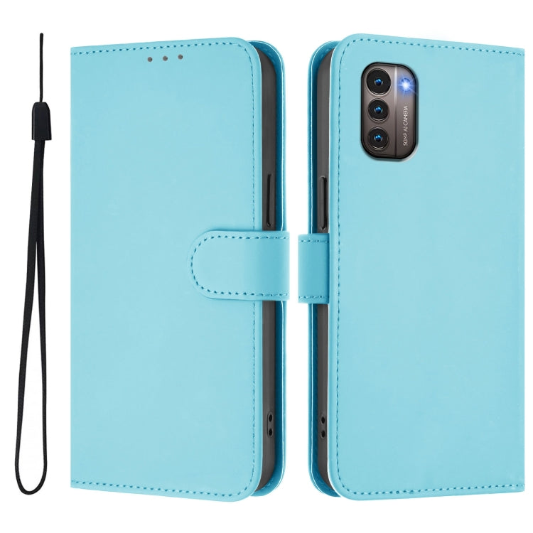 For Nokia G11 4G / G21 4G Skin Feel Solid Color Leather Phone Case with Lanyard