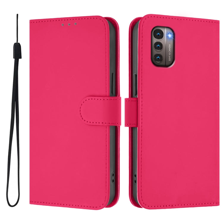 For Nokia G11 4G / G21 4G Skin Feel Solid Color Leather Phone Case with Lanyard