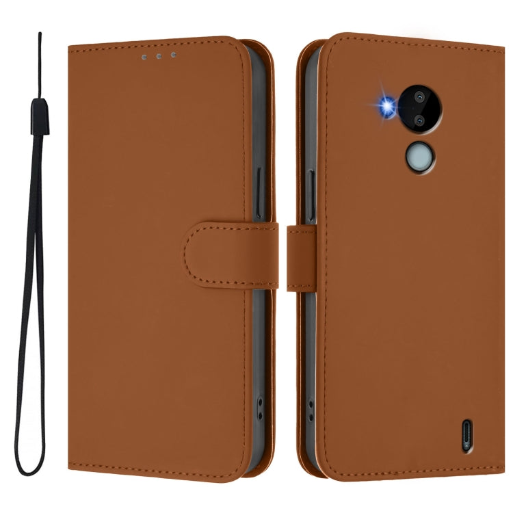 For Nokia C30 Skin Feel Solid Color Leather Phone Case with Lanyard