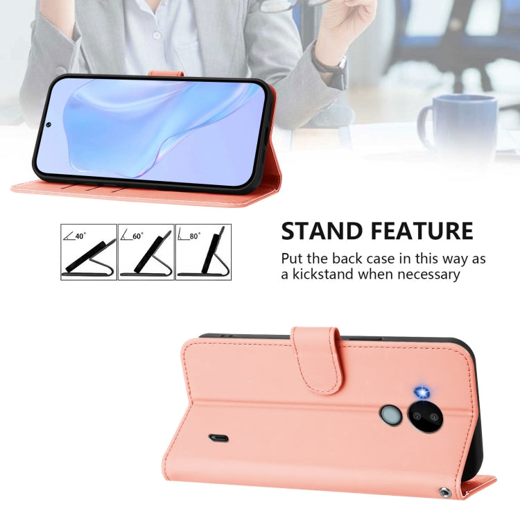 For Nokia C30 Skin Feel Solid Color Leather Phone Case with Lanyard