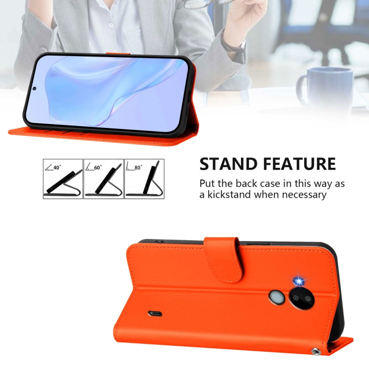 For Nokia C30 Skin Feel Solid Color Leather Phone Case with Lanyard