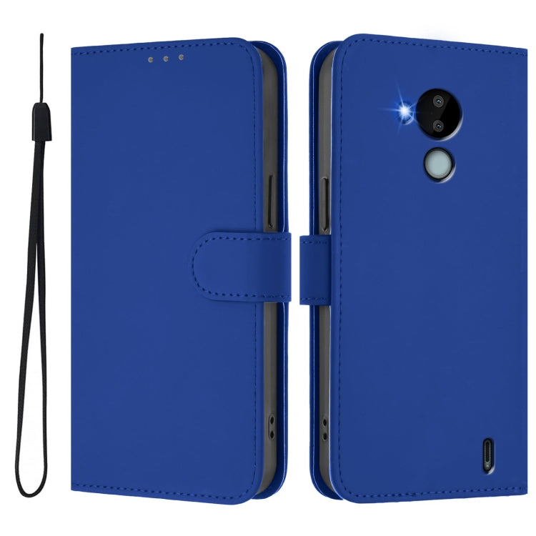 For Nokia C30 Skin Feel Solid Color Leather Phone Case with Lanyard