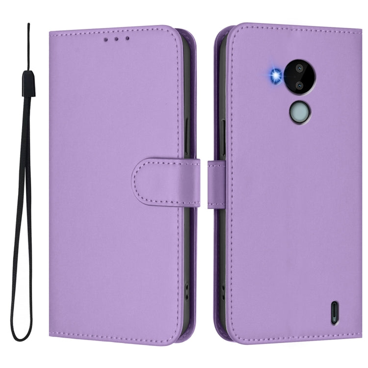 For Nokia C30 Skin Feel Solid Color Leather Phone Case with Lanyard