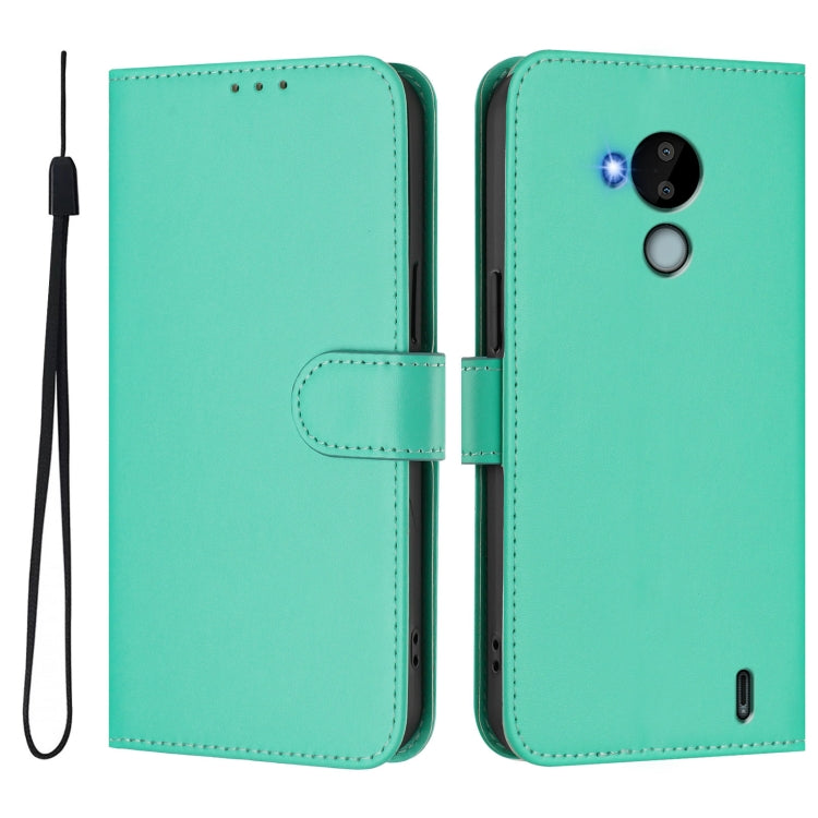 For Nokia C30 Skin Feel Solid Color Leather Phone Case with Lanyard