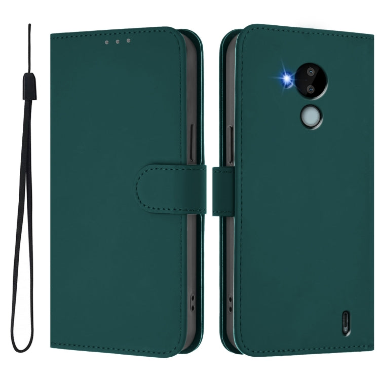 For Nokia C30 Skin Feel Solid Color Leather Phone Case with Lanyard