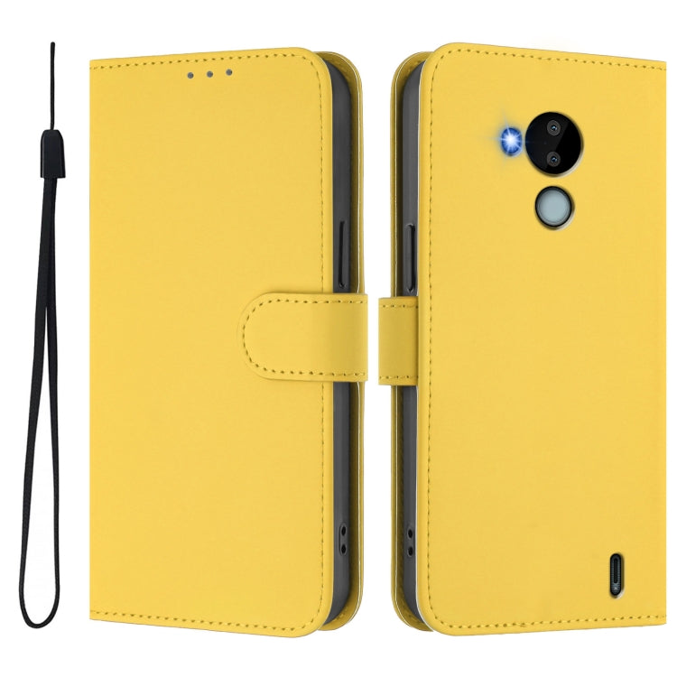 For Nokia C30 Skin Feel Solid Color Leather Phone Case with Lanyard