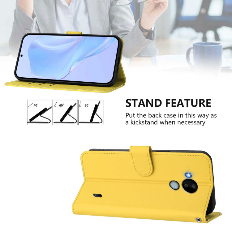 For Nokia C30 Skin Feel Solid Color Leather Phone Case with Lanyard