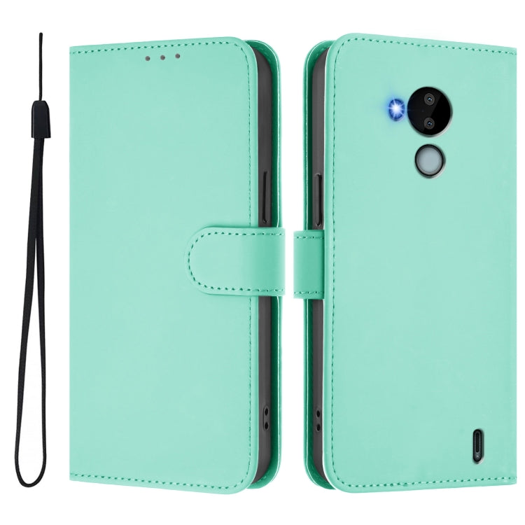 For Nokia C30 Skin Feel Solid Color Leather Phone Case with Lanyard