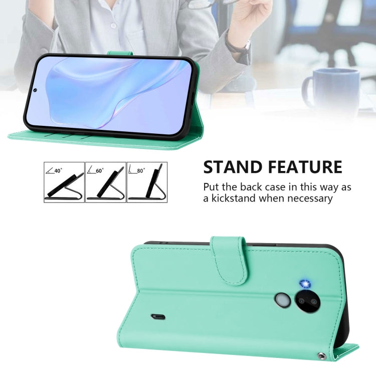 For Nokia C30 Skin Feel Solid Color Leather Phone Case with Lanyard