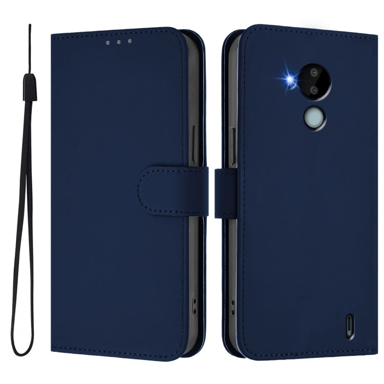 For Nokia C30 Skin Feel Solid Color Leather Phone Case with Lanyard