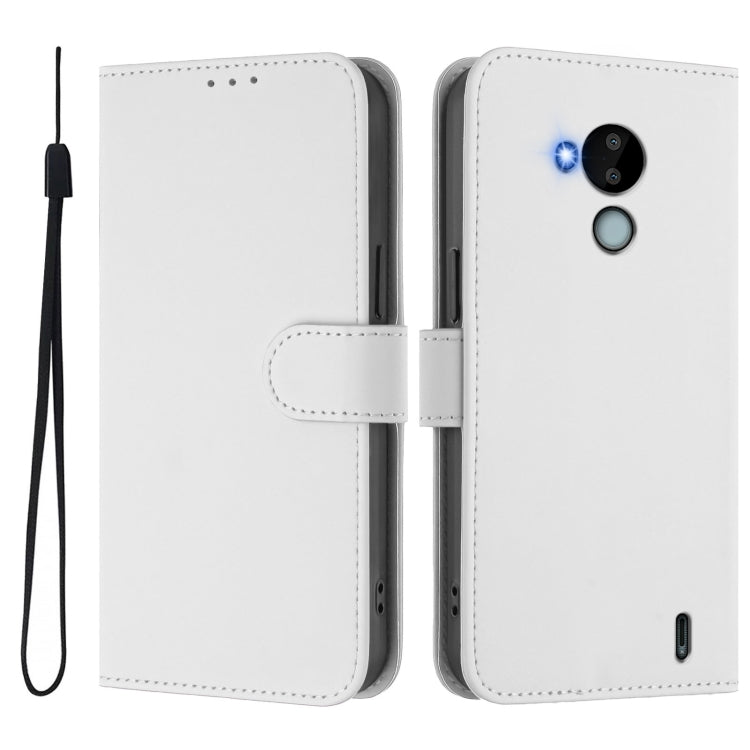 For Nokia C30 Skin Feel Solid Color Leather Phone Case with Lanyard