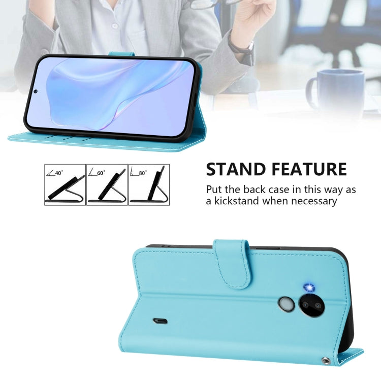 For Nokia C30 Skin Feel Solid Color Leather Phone Case with Lanyard