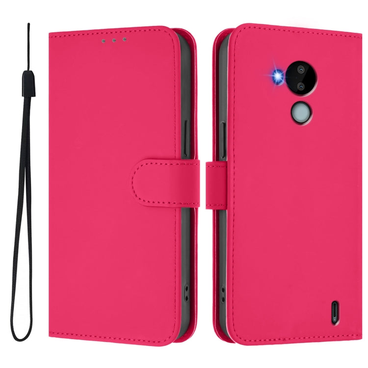 For Nokia C30 Skin Feel Solid Color Leather Phone Case with Lanyard