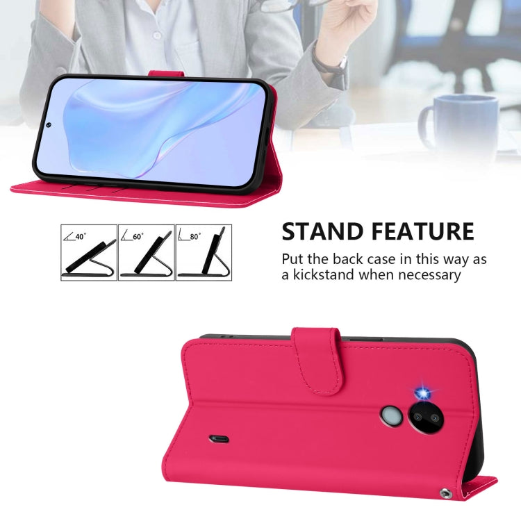For Nokia C30 Skin Feel Solid Color Leather Phone Case with Lanyard