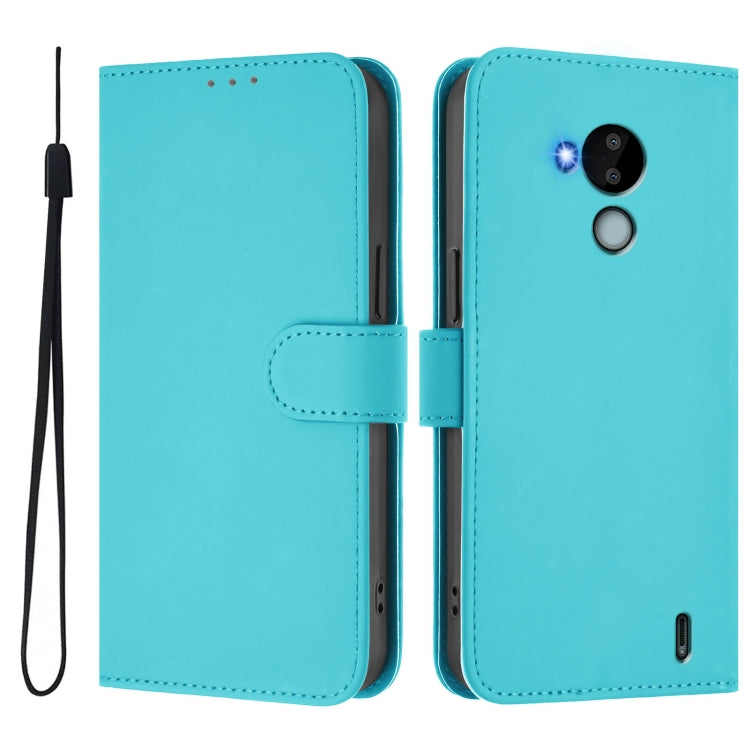 For Nokia C30 Skin Feel Solid Color Leather Phone Case with Lanyard