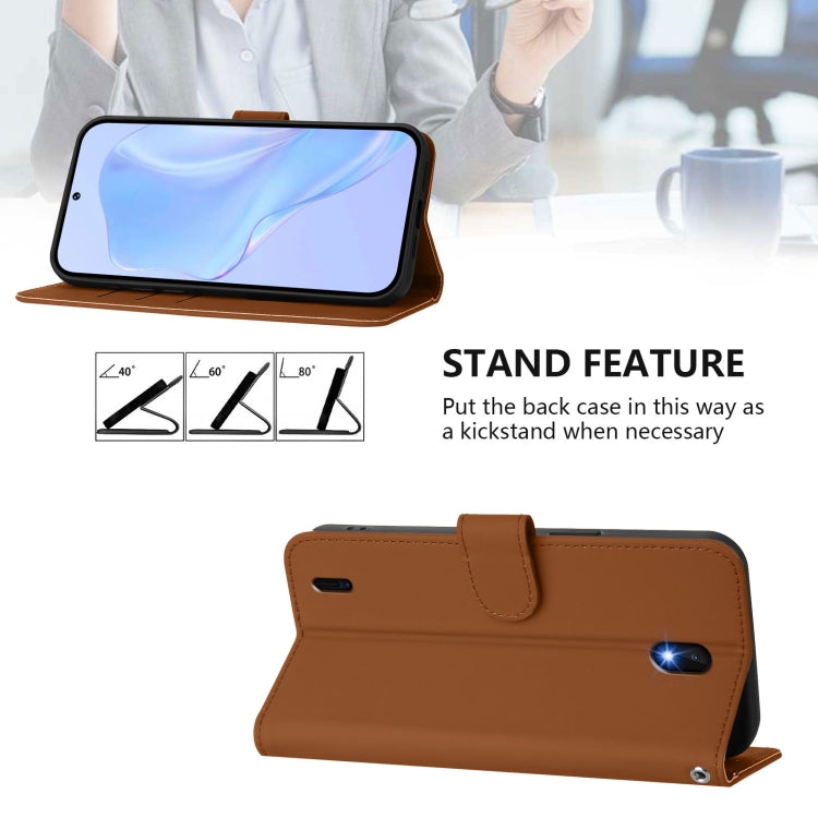 For Nokia C01 Plus / C1 2nd Edition Skin Feel Solid Color Leather Phone Case with Lanyard