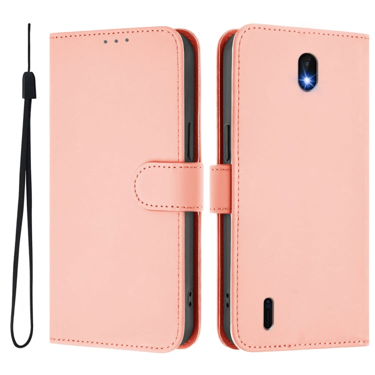 For Nokia C01 Plus / C1 2nd Edition Skin Feel Solid Color Leather Phone Case with Lanyard