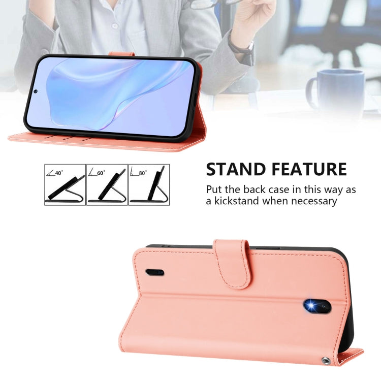 For Nokia C01 Plus / C1 2nd Edition Skin Feel Solid Color Leather Phone Case with Lanyard