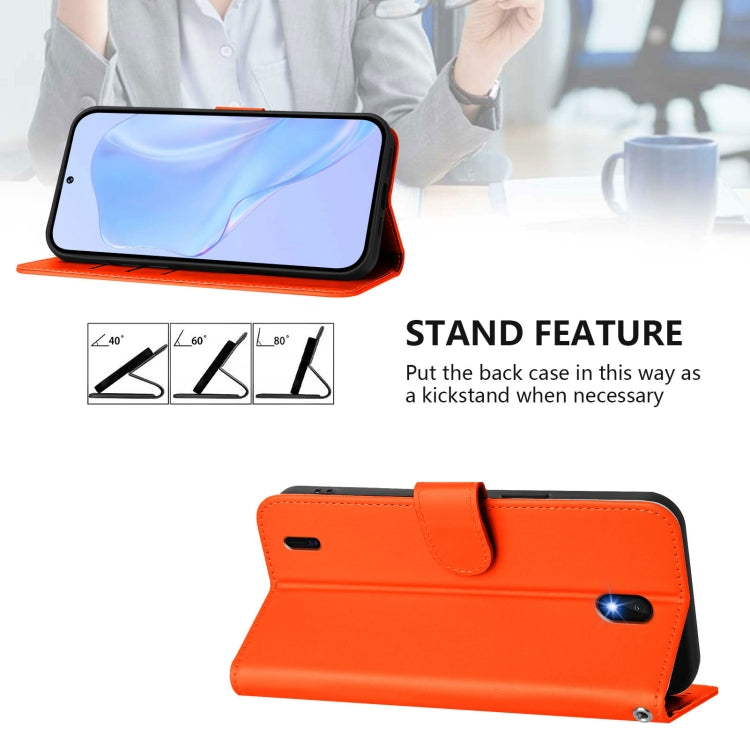 For Nokia C01 Plus / C1 2nd Edition Skin Feel Solid Color Leather Phone Case with Lanyard