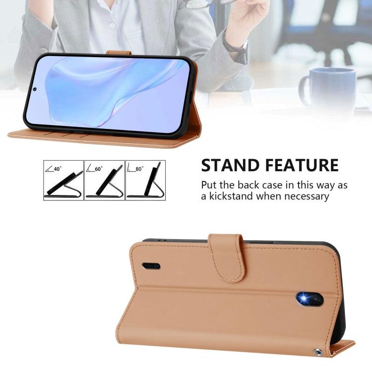 For Nokia C01 Plus / C1 2nd Edition Skin Feel Solid Color Leather Phone Case with Lanyard