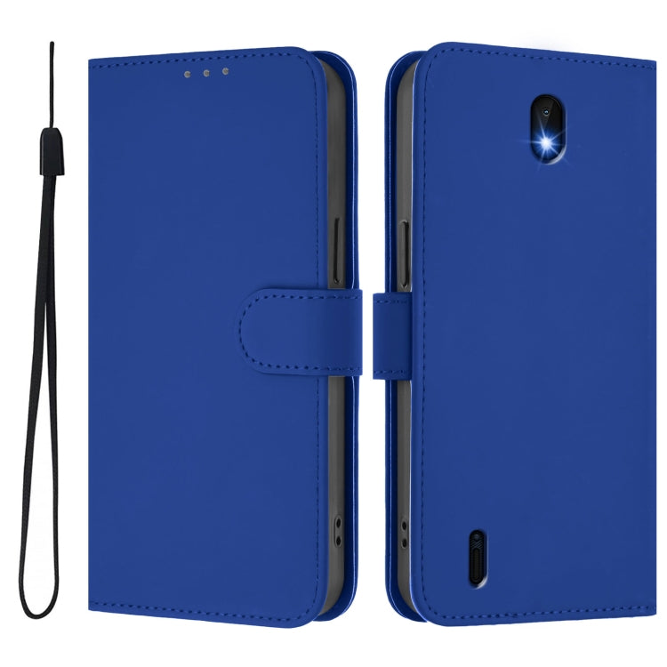 For Nokia C01 Plus / C1 2nd Edition Skin Feel Solid Color Leather Phone Case with Lanyard