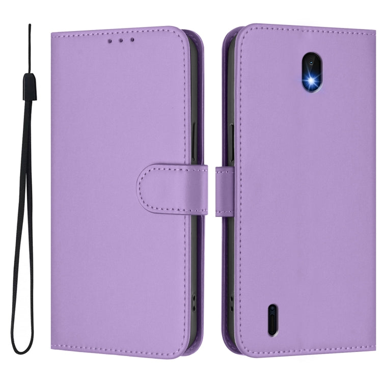 For Nokia C01 Plus / C1 2nd Edition Skin Feel Solid Color Leather Phone Case with Lanyard