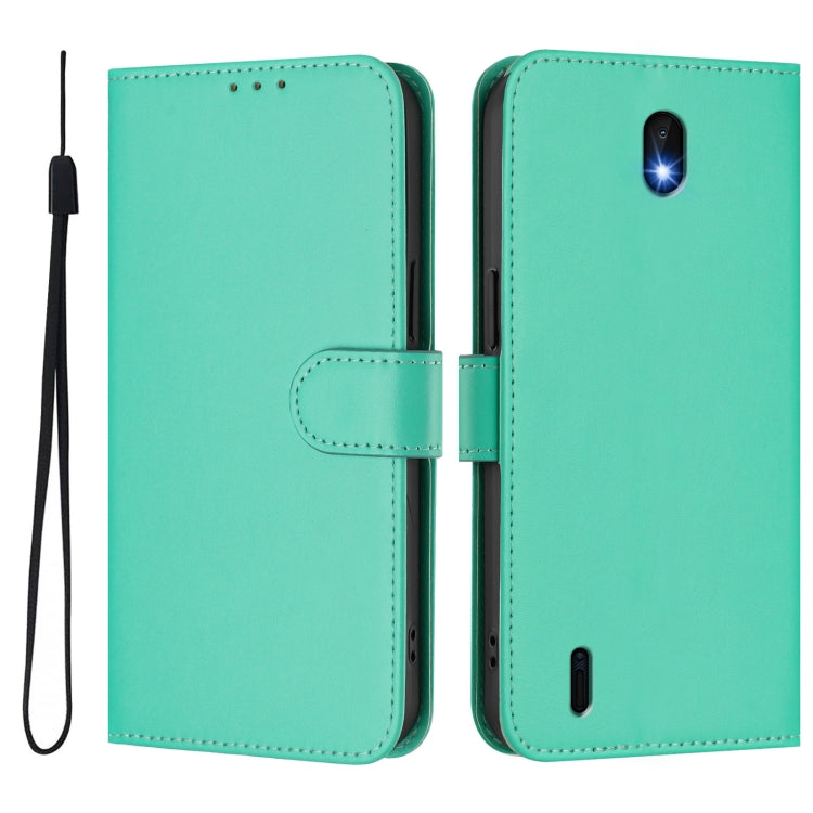For Nokia C01 Plus / C1 2nd Edition Skin Feel Solid Color Leather Phone Case with Lanyard