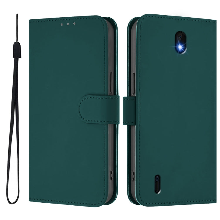 For Nokia C01 Plus / C1 2nd Edition Skin Feel Solid Color Leather Phone Case with Lanyard