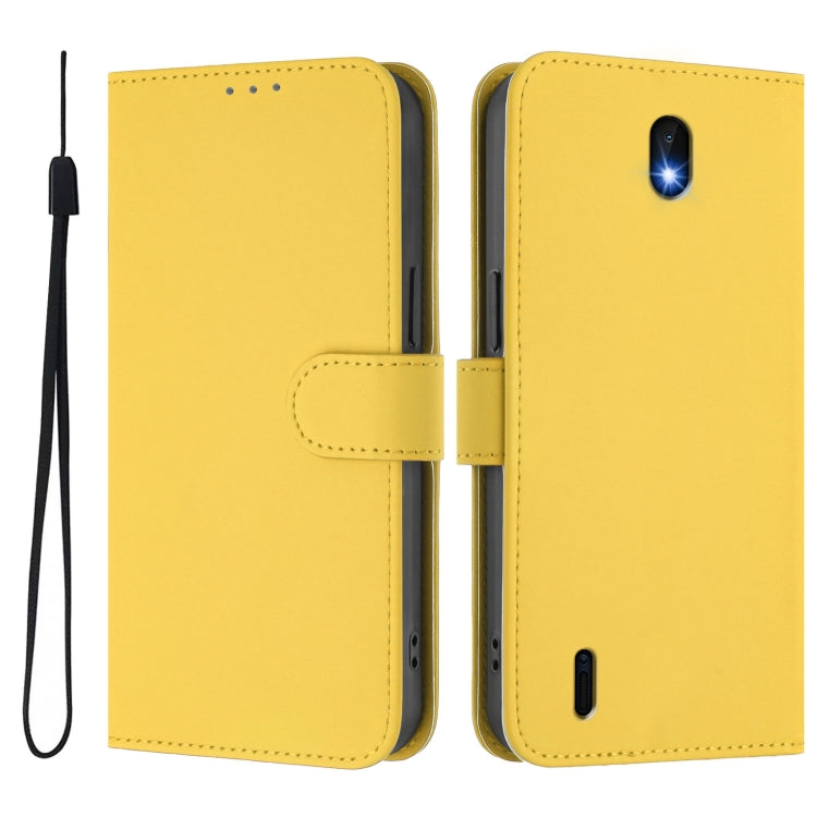 For Nokia C01 Plus / C1 2nd Edition Skin Feel Solid Color Leather Phone Case with Lanyard