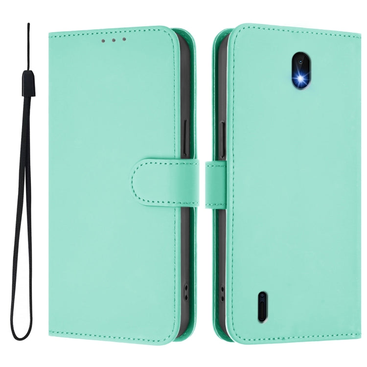 For Nokia C01 Plus / C1 2nd Edition Skin Feel Solid Color Leather Phone Case with Lanyard
