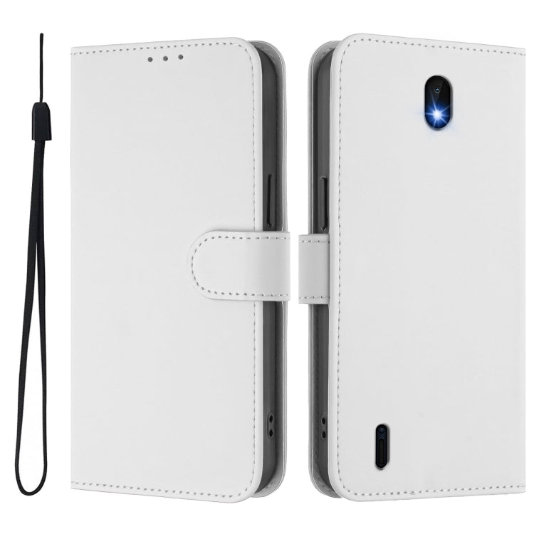 For Nokia C01 Plus / C1 2nd Edition Skin Feel Solid Color Leather Phone Case with Lanyard