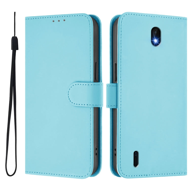 For Nokia C01 Plus / C1 2nd Edition Skin Feel Solid Color Leather Phone Case with Lanyard