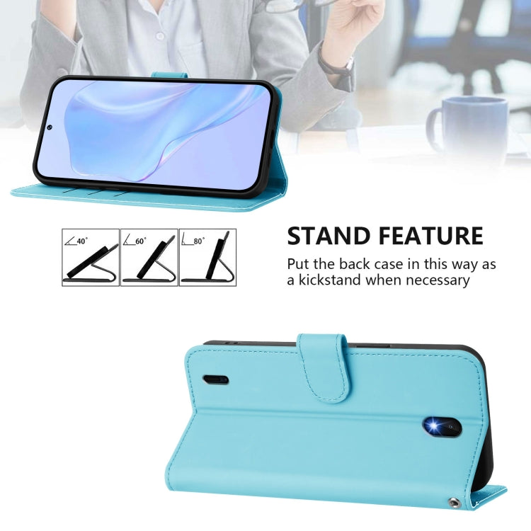 For Nokia C01 Plus / C1 2nd Edition Skin Feel Solid Color Leather Phone Case with Lanyard