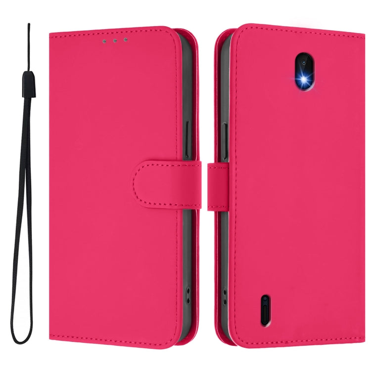 For Nokia C01 Plus / C1 2nd Edition Skin Feel Solid Color Leather Phone Case with Lanyard