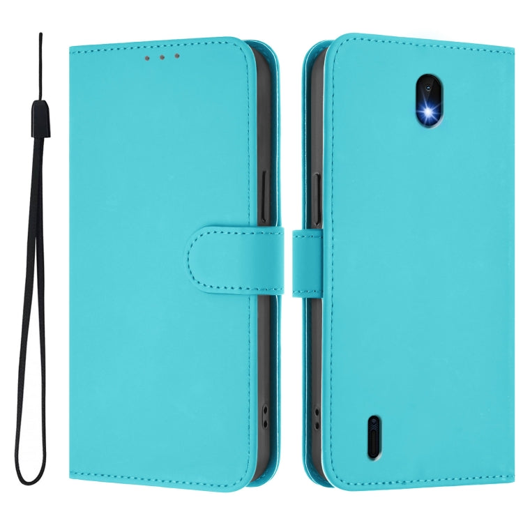 For Nokia C01 Plus / C1 2nd Edition Skin Feel Solid Color Leather Phone Case with Lanyard