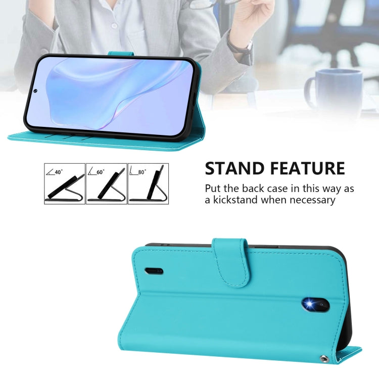 For Nokia C01 Plus / C1 2nd Edition Skin Feel Solid Color Leather Phone Case with Lanyard