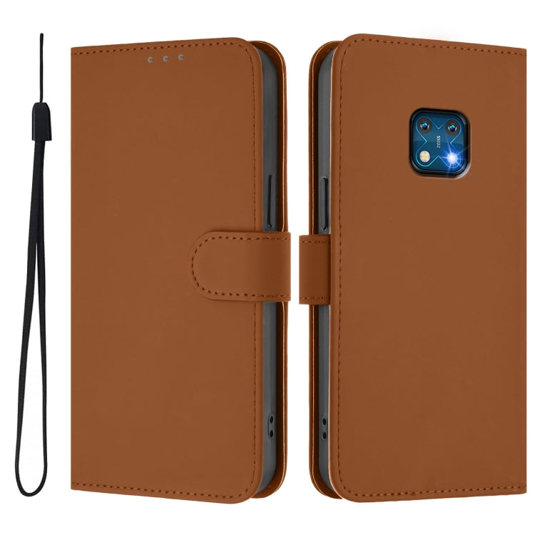 For Nokia XR20 Skin Feel Solid Color Leather Phone Case with Lanyard