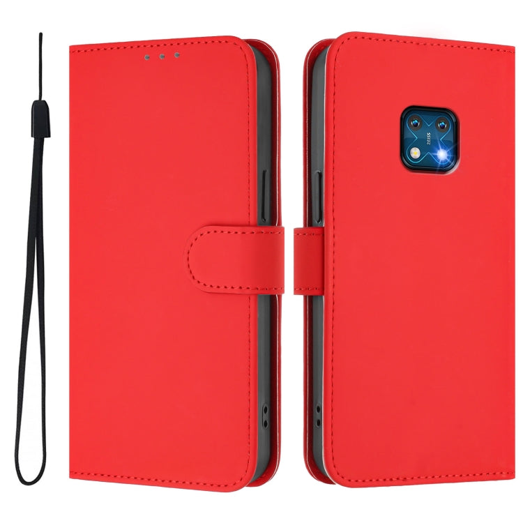 For Nokia XR20 Skin Feel Solid Color Leather Phone Case with Lanyard