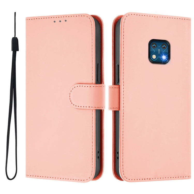 For Nokia XR20 Skin Feel Solid Color Leather Phone Case with Lanyard