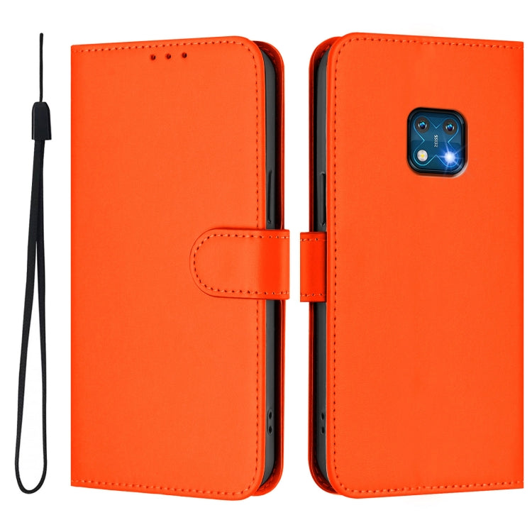 For Nokia XR20 Skin Feel Solid Color Leather Phone Case with Lanyard