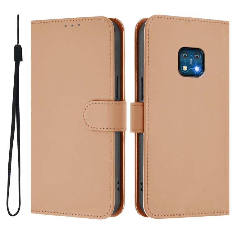 For Nokia XR20 Skin Feel Solid Color Leather Phone Case with Lanyard