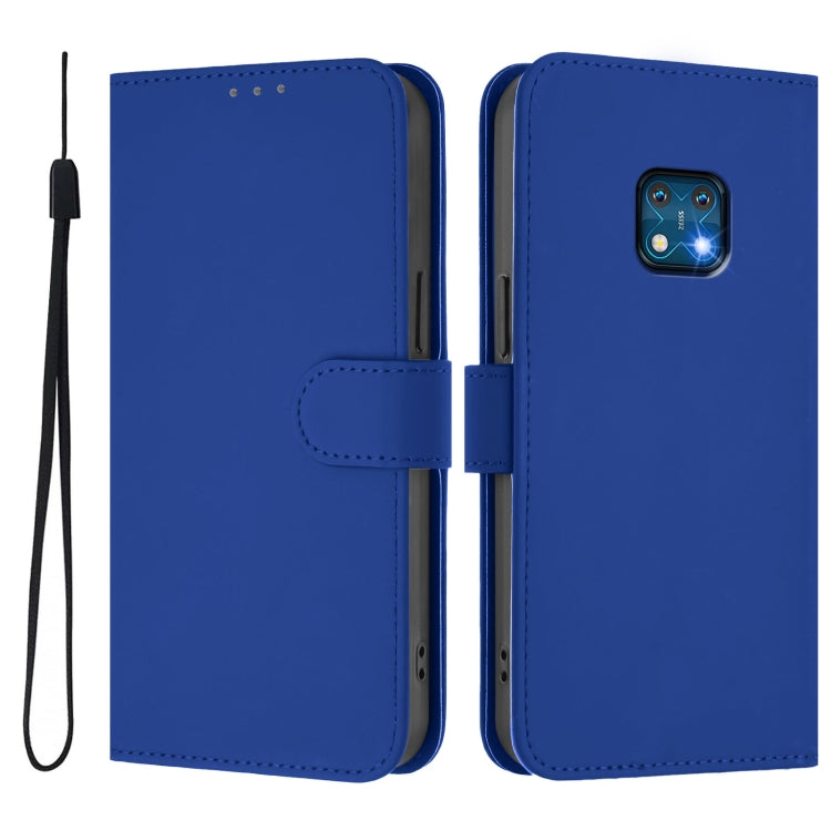 For Nokia XR20 Skin Feel Solid Color Leather Phone Case with Lanyard