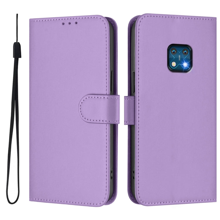 For Nokia XR20 Skin Feel Solid Color Leather Phone Case with Lanyard