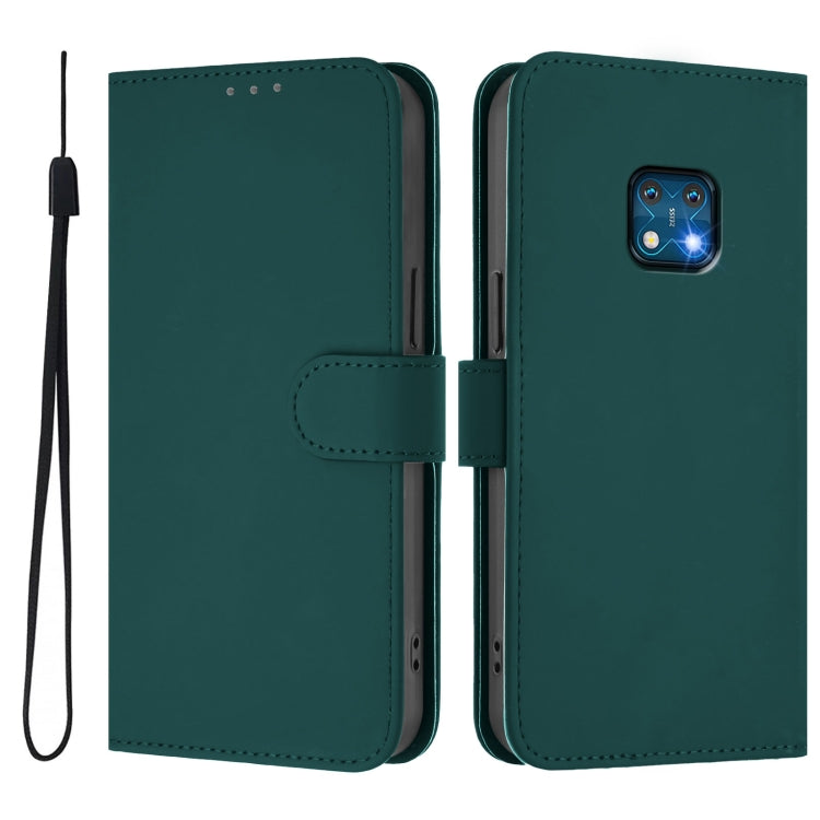 For Nokia XR20 Skin Feel Solid Color Leather Phone Case with Lanyard